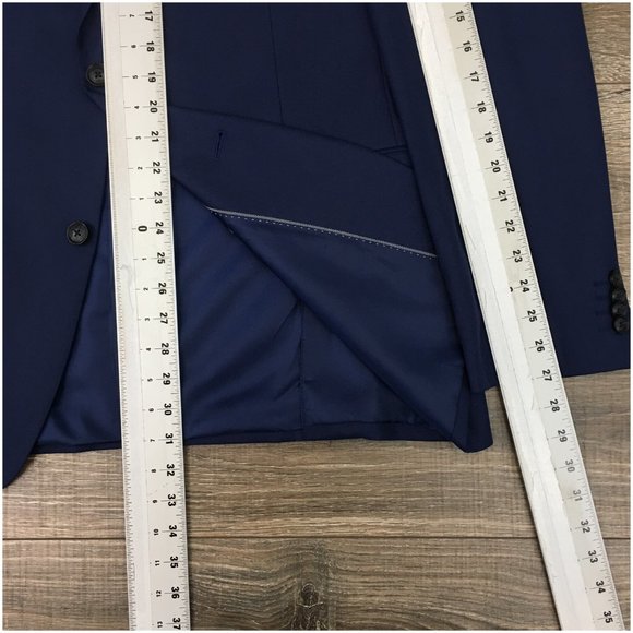 Alfani Mens Blue Blazer Sport Coat Sport Jacket 44L Slim Men Button Suit Class‎ - Picture 13 of 13